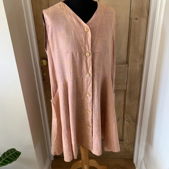 Flax 100% linen oversized summer dress size small - Picture 3 of 10